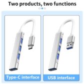 Hub/ Bộ Chia Type-C/ USB Ra 4 Cổng USB 3.0 Trắng Vỏ Nhôm và Hub Chia 4/7 Cổng Usb Có Công Tắc