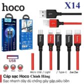 Cáp sạc nhanh 2.4A/ 20W/ 3A Hoco X14 dài 1M/ 2M/ 3M USb ra Micro/ Type-c/ Lightning