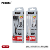 Cáp sạc nhanh 66W 3 đầu WECOME WDC-119. VN